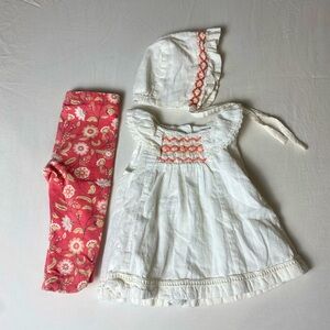 2/$20 | VINTAGE INSPIRED BABY | GIRL | SMOCKED DRESS SET | 3-6M | BONNET